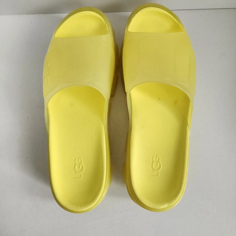 UGG Women's Size 8 Jella Clear Slide Neon Bright Yellow Translucent Sandal Slide